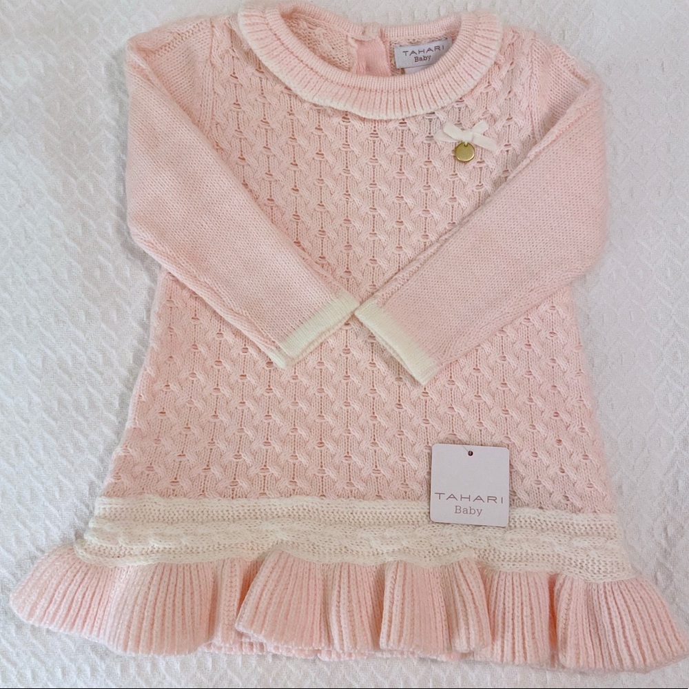Tahari NWT Pink Cable Knit Sweater Dress 3-6m